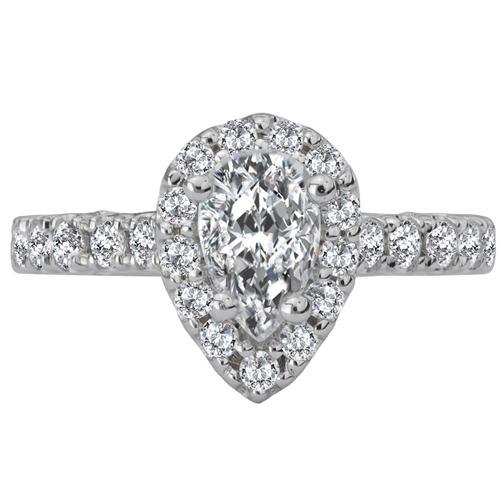 18kt Pear Halo Engagement Ring ENGAGEMENT RINGS Romance [Everett Jewelry Shreveport Louisiana]