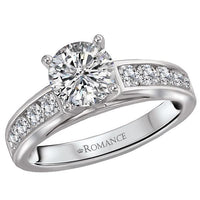 18kt Solitaire with Channel Set Side Diamonds ENGAGEMENT RINGS Romance [Everett Jewelry Shreveport Louisiana]