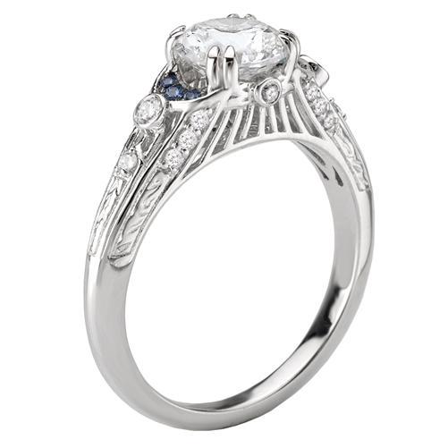 18kt Solitaire with Sapphire Accents ENGAGEMENT RINGS Romance [Everett Jewelry Shreveport Louisiana]