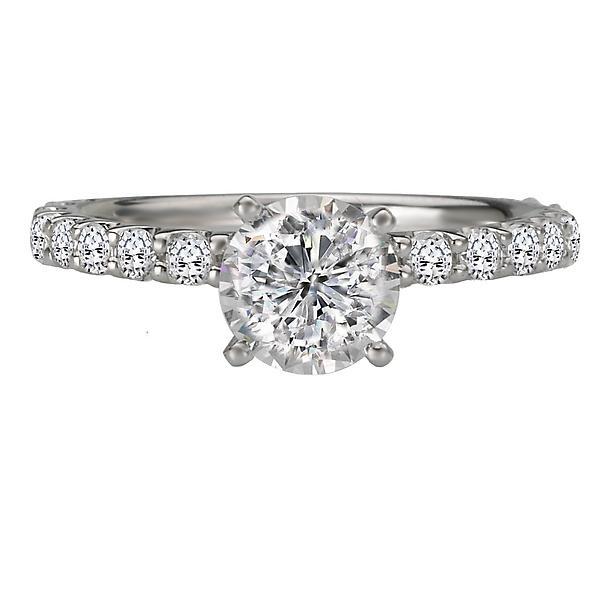 18kt Solitaire with Side Diamonds ENGAGEMENT RINGS Romance [Everett Jewelry Shreveport Louisiana]