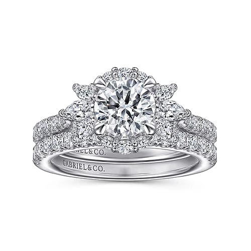 Samaya - 14K White Gold Fancy Halo Round Diamond Engagement Ring - Everett Jewelry