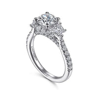 Samaya - 14K White Gold Fancy Halo Round Diamond Engagement Ring - Everett Jewelry
