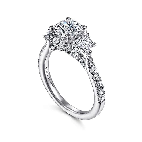 Samaya - 14K White Gold Fancy Halo Round Diamond Engagement Ring - Everett Jewelry