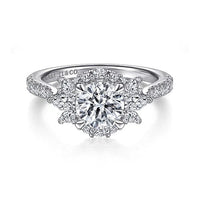 Samaya - 14K White Gold Fancy Halo Round Diamond Engagement Ring - Everett Jewelry