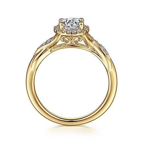 Shae - Vintage Inspired 14K Yellow Gold Round Halo Diamond Engagement Ring - Everett Jewelry