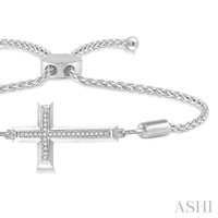Silver Cross Diamond Lariat Bracelet - Everett Jewelry