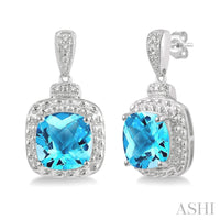 Silver Gemstone & Diamond Earrings - Everett Jewelry