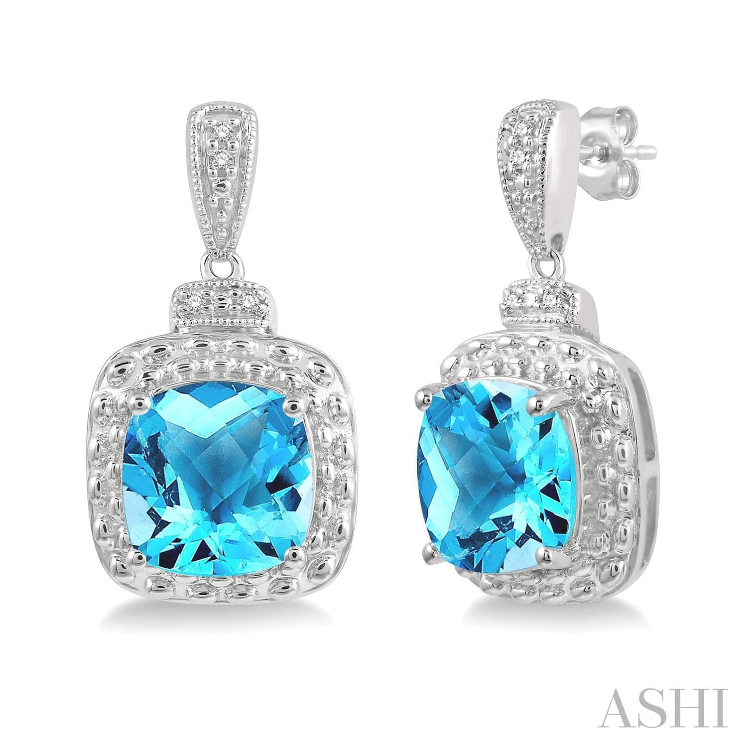 Silver Gemstone & Diamond Earrings - Everett Jewelry