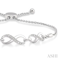 Silver Infinity Shape Diamond Lariat Bracelet - Everett Jewelry