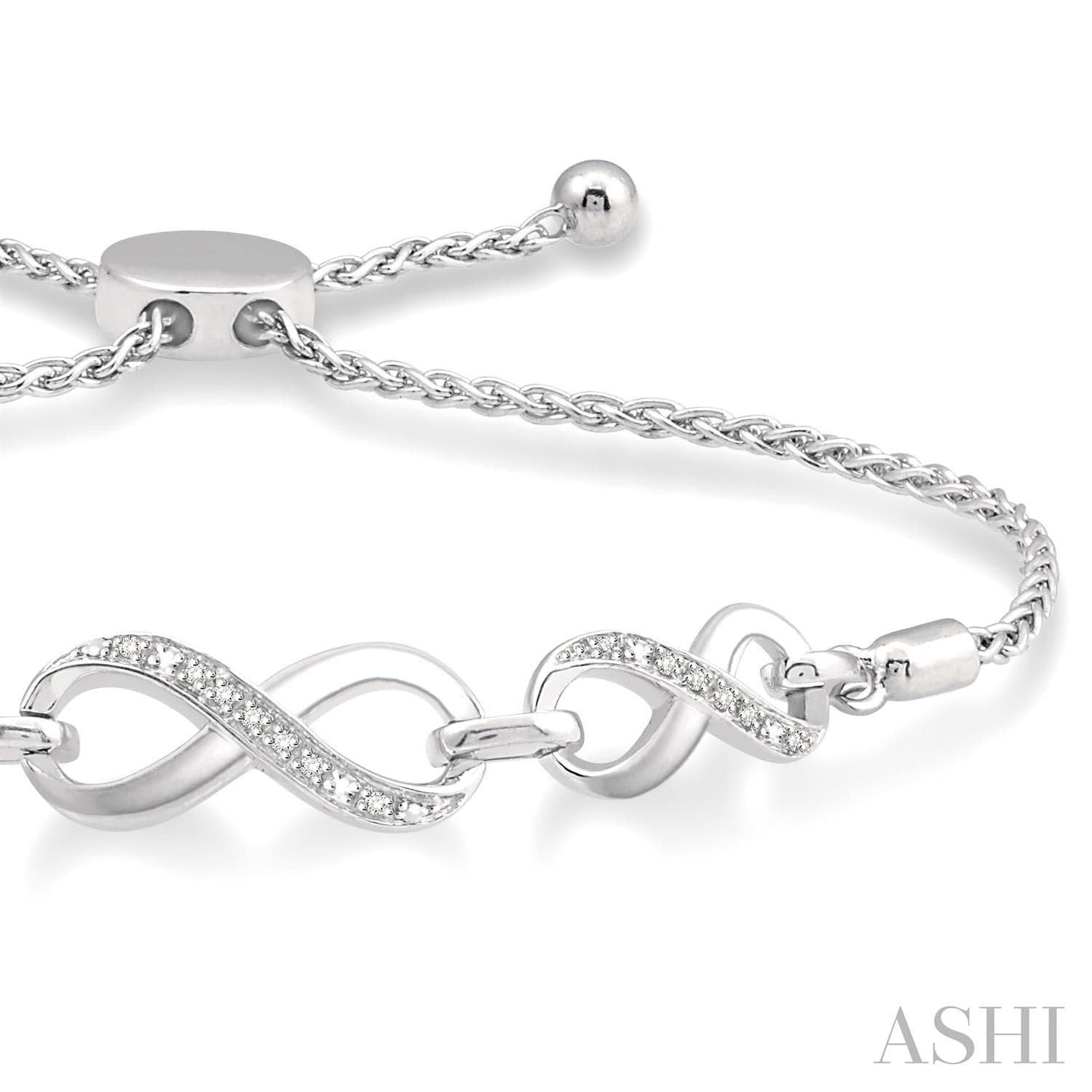 Silver Infinity Shape Diamond Lariat Bracelet - Everett Jewelry