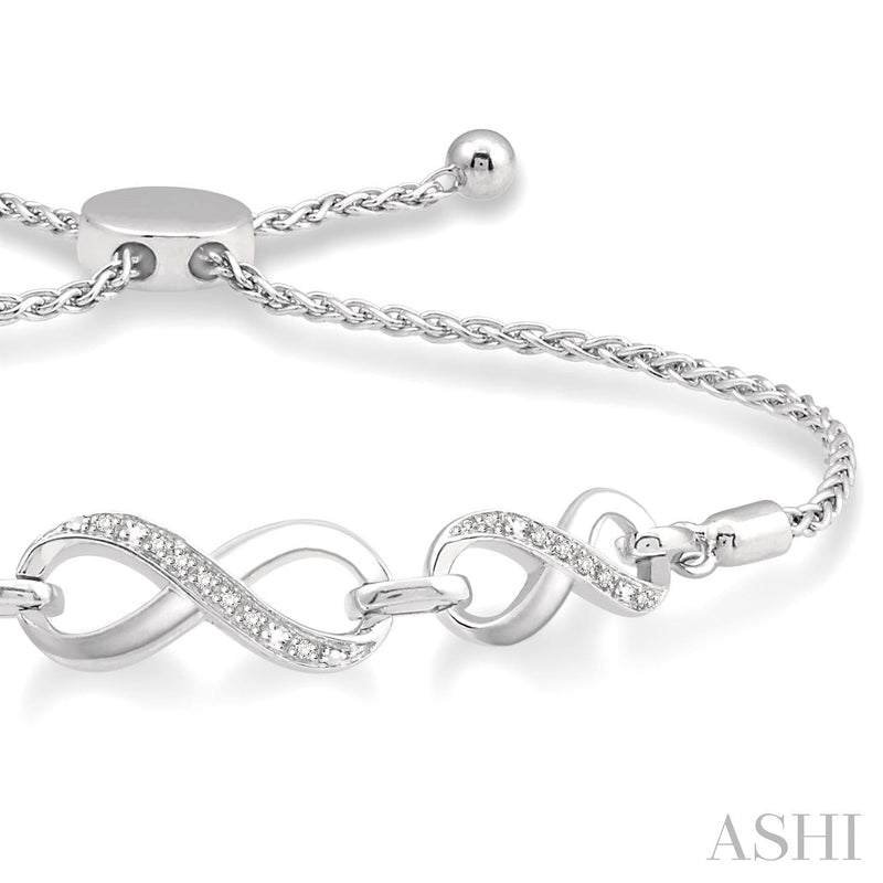 Silver Infinity Shape Diamond Lariat Bracelet - Everett Jewelry