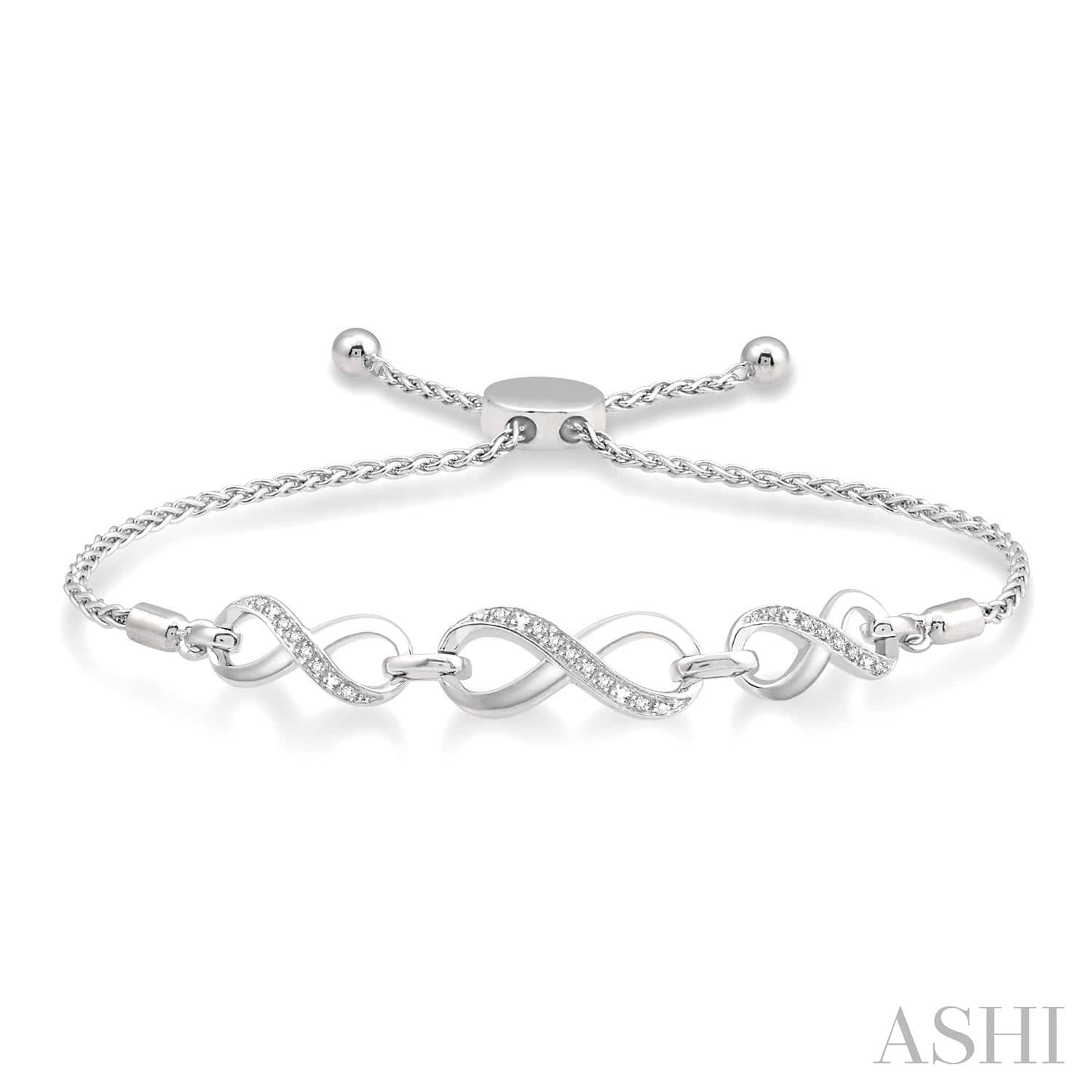 Silver Infinity Shape Diamond Lariat Bracelet - Everett Jewelry