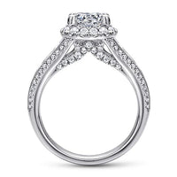 Sorrel - 14K White Gold Round Halo Diamond Channel Set Engagement Ring - Everett Jewelry