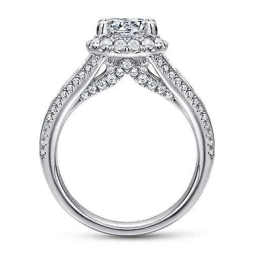 Sorrel - 14K White Gold Round Halo Diamond Channel Set Engagement Ring - Everett Jewelry