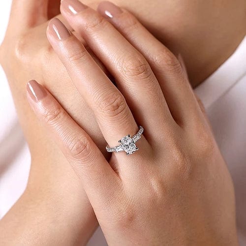 Tierra 14K White Gold Oval Three Stone Diamond Channel Set Engagement Ring