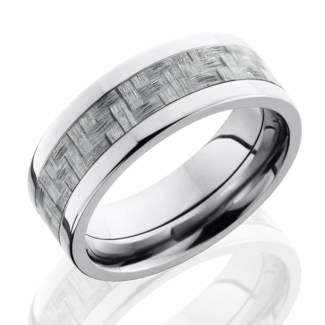 Titanium and Silver Carbon Fiber Band - Everett Jewelry