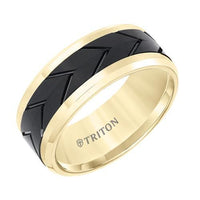 Gold Tungsten Carbide with Black Center Men's Band Triton [Everett Jewelry Shreveport Louisiana]