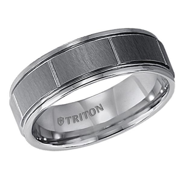 Tungsten Carbide Wedding Band Men's Band Triton [Everett Jewelry Shreveport Louisiana]