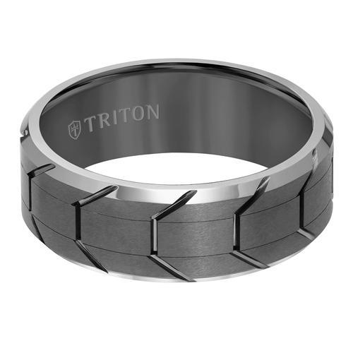 Tungsten Carbide with Tread Pattern Men's Band Triton [Everett Jewelry Shreveport Louisiana]