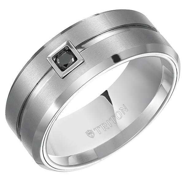 White Diamond Tungsten Ring Black Tungsten Wedding Band Anniversary Ring  Men & Women Black Tungsten Ring White Diamond Ring - Etsy
