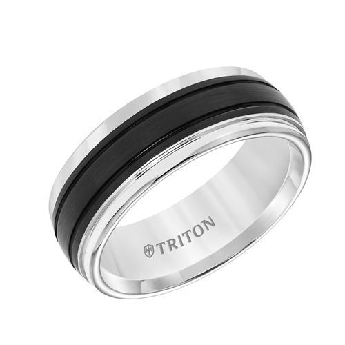 Tungsten Carbide with Black Stripes - Everett Jewelry