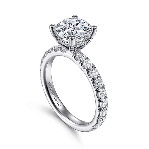 Ulani - 14K White Gold Round Diamond Engagement Ring - Everett Jewelry