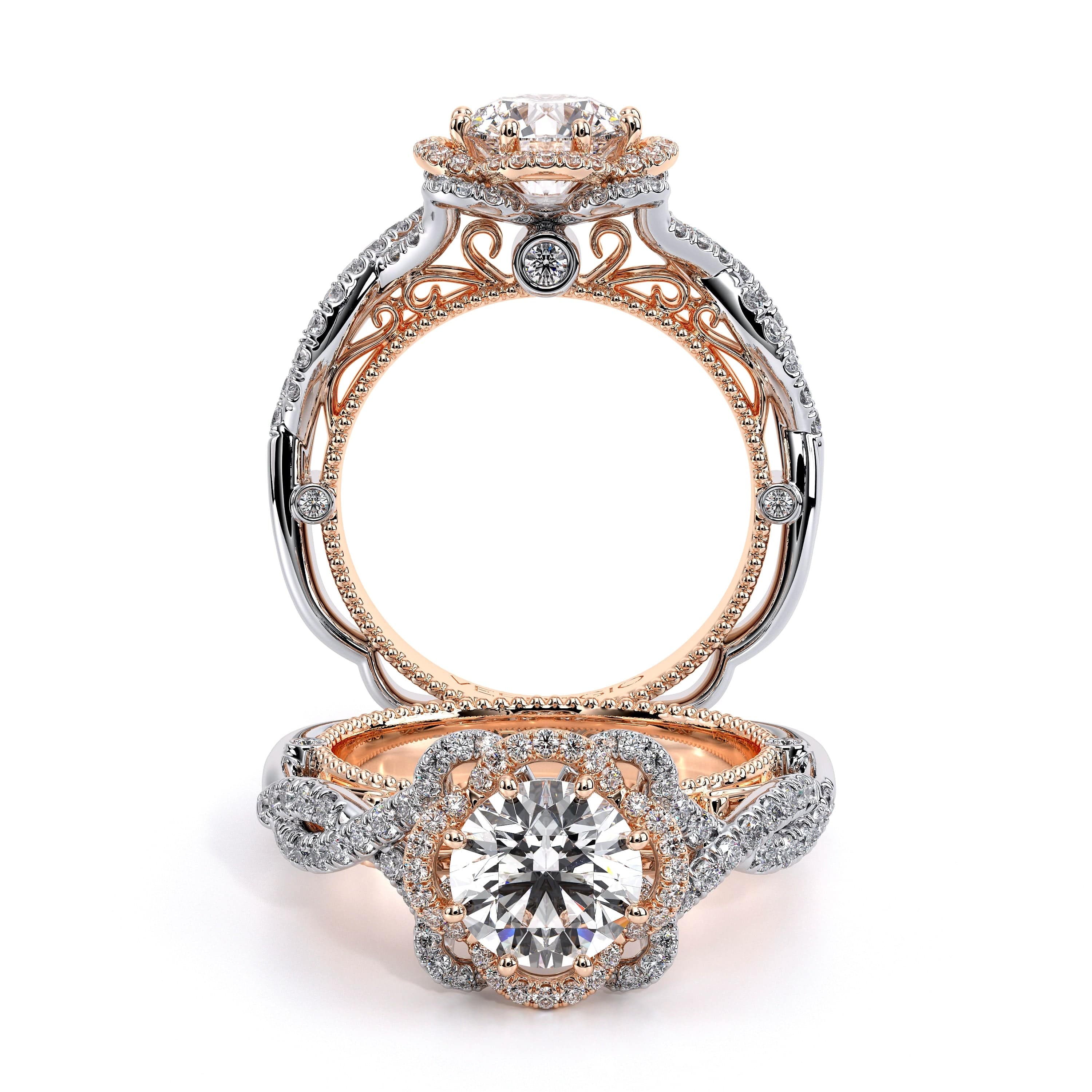 TR150HR-2T-1 - Verragio Two-Tone Pave Halo Diamond Engagement Ring...