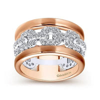 Wide 14K White and Rose Gold Fancy Diamond Anniversary Band - 1.07 ct - Everett Jewelry