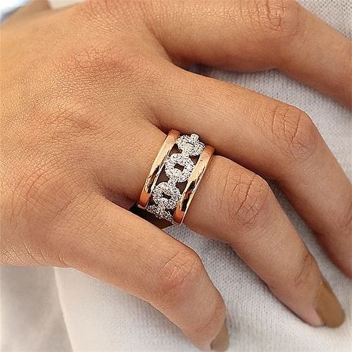 Wide 14K White and Rose Gold Fancy Diamond Anniversary Band - 1.07 ct - Everett Jewelry