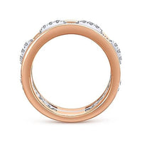 Wide 14K White and Rose Gold Fancy Diamond Anniversary Band - 1.07 ct - Everett Jewelry