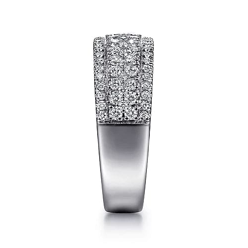 Wide 14K White Gold Diamond Pave Anniversary Band - 0.98 ct - Everett Jewelry