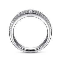 Wide 14K White Gold Diamond Pave Anniversary Band - 0.98 ct - Everett Jewelry