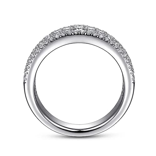 Wide 14K White Gold Diamond Pave Anniversary Band - 0.98 ct - Everett Jewelry