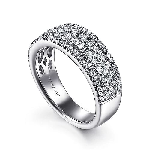 Wide 14K White Gold Diamond Pave Anniversary Band - 0.98 ct - Everett Jewelry