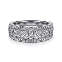 Wide 14K White Gold Diamond Pave Anniversary Band - 0.98 ct - Everett Jewelry