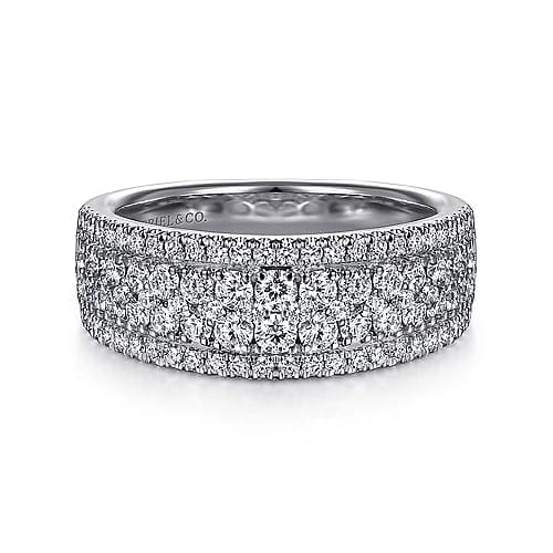 Wide 14K White Gold Diamond Pave Anniversary Band - 0.98 ct - Everett Jewelry