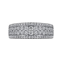 Wide 14K White Gold Diamond Pave Anniversary Band - 0.98 ct - Everett Jewelry