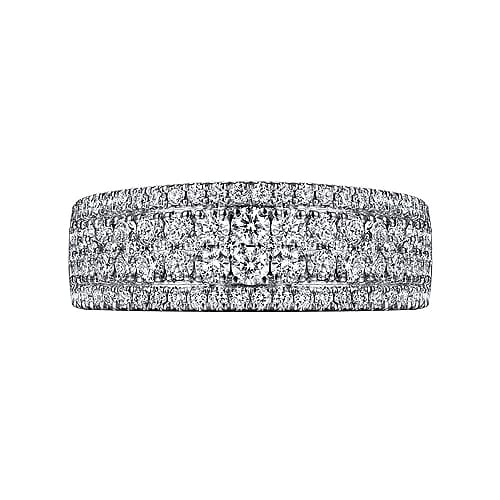 Wide 14K White Gold Diamond Pave Anniversary Band - 0.98 ct - Everett Jewelry