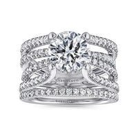 Wilma - 14K White Gold Split Shank Round Diamond Engagement Ring - Everett Jewelry