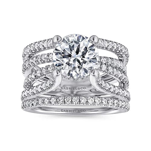 Wilma - 14K White Gold Split Shank Round Diamond Engagement Ring - Everett Jewelry