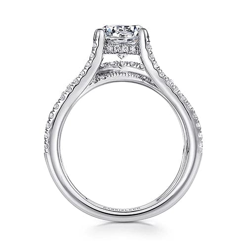 Wilma - 14K White Gold Split Shank Round Diamond Engagement Ring - Everett Jewelry
