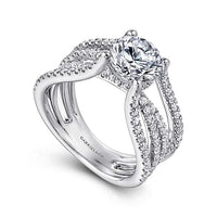 Wilma - 14K White Gold Split Shank Round Diamond Engagement Ring - Everett Jewelry