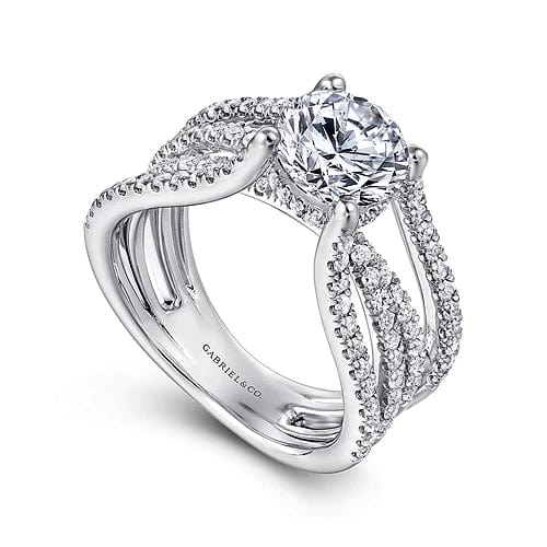 Wilma - 14K White Gold Split Shank Round Diamond Engagement Ring - Everett Jewelry