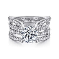 Wilma - 14K White Gold Split Shank Round Diamond Engagement Ring - Everett Jewelry