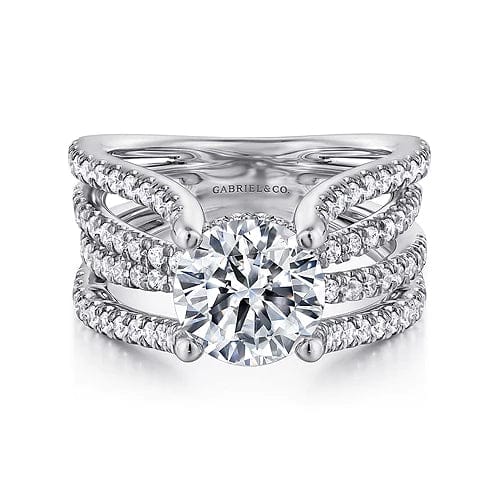 Wilma - 14K White Gold Split Shank Round Diamond Engagement Ring - Everett Jewelry