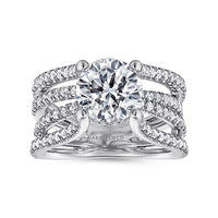 Wilma - 14K White Gold Split Shank Round Diamond Engagement Ring - Everett Jewelry