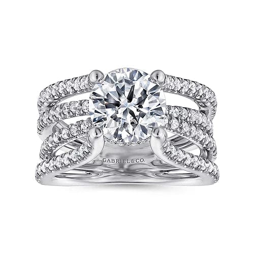 Wilma - 14K White Gold Split Shank Round Diamond Engagement Ring - Everett Jewelry